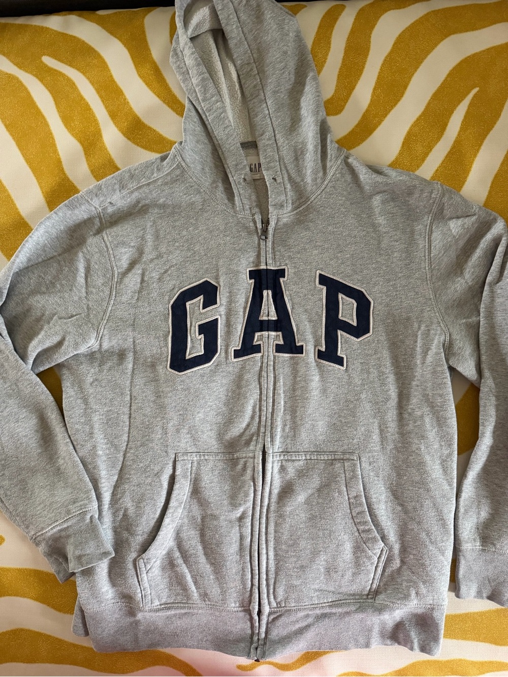 GAP Kids' Gray Hooded Zip-Up Sweatshirt Jacket- size L